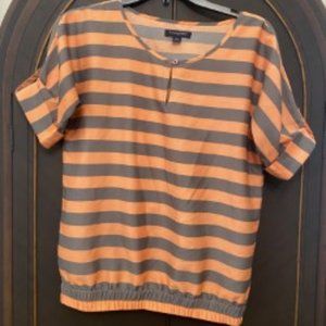 Banana Republic gray and orange blouse